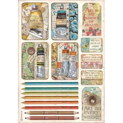 Stamperia Atelier Reispapier - Tubes Of Paints And Pencils